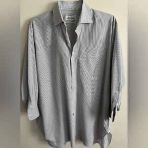 Luigi Borrelli Napoli Italy dress shirt long sleeve 42-16 blue orange stripes